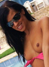 Tanned Czech beauty by the pool